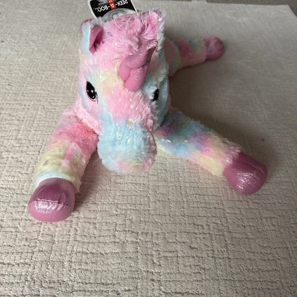 Peek A Boo Toy Company Pink Sparkle Hearts Plush Unicorn With Tags Large 20 Inch